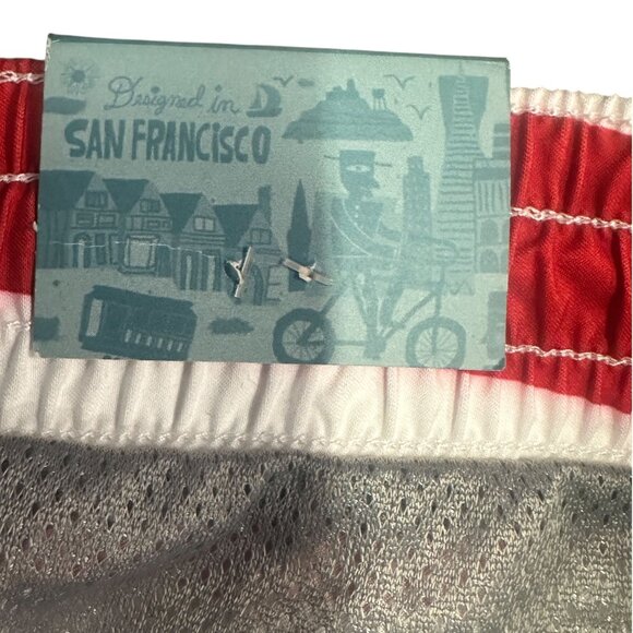 NWT Old Navy Mens L American Flag Swim Trunks UPF 50 Stars Stripes Drawstring - Picture 9 of 13